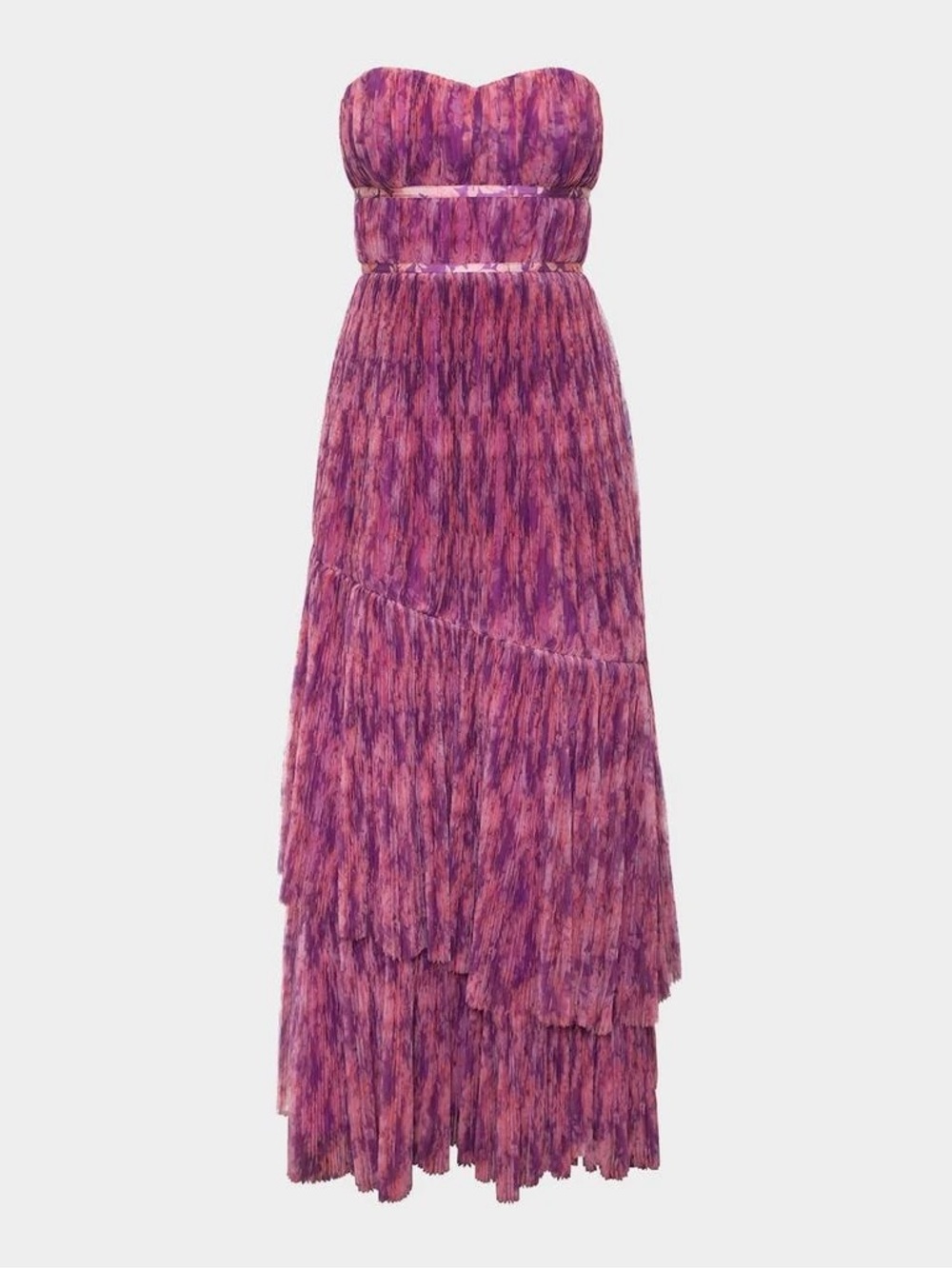 Hutch Strapless Pink and Purple Tiered Maxi Dress